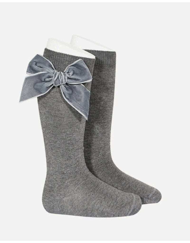 Condor Kniekousjes condor - grijs met strik in velvet