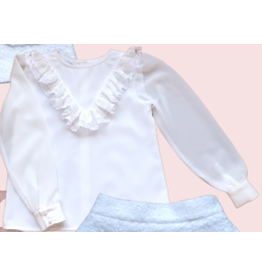 Camellia Camellia-bloesje kanten v-hals-ecru