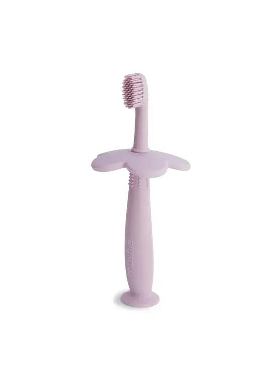 Mushie Mushie-silicone training toothbrush FLOWER -soft lilac