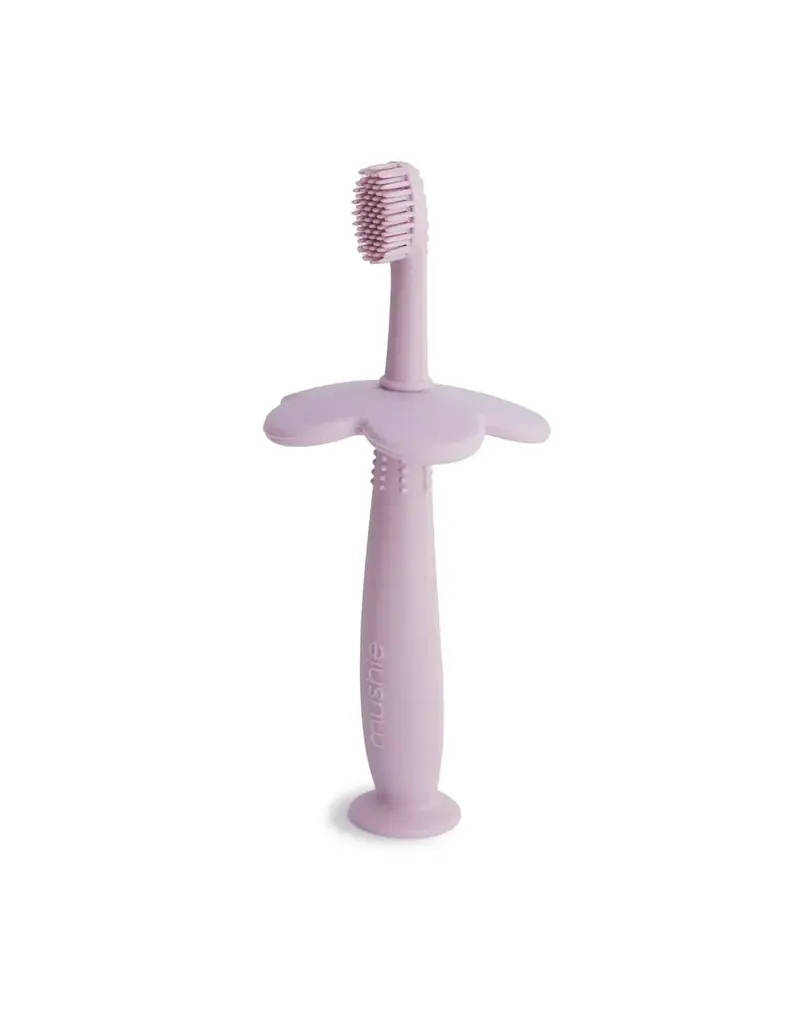 Mushie Mushie-silicone training toothbrush FLOWER -soft lilac