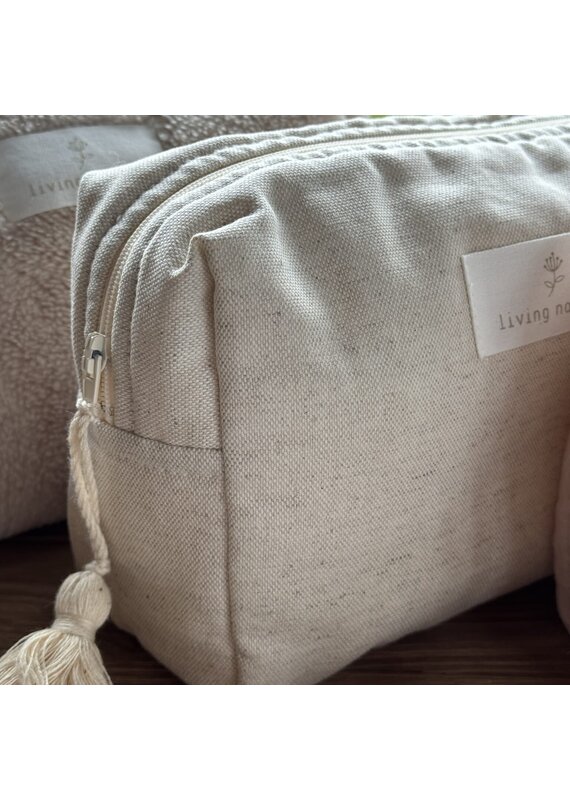 living nature Toilettas Claire - mix beige katoenen linnen