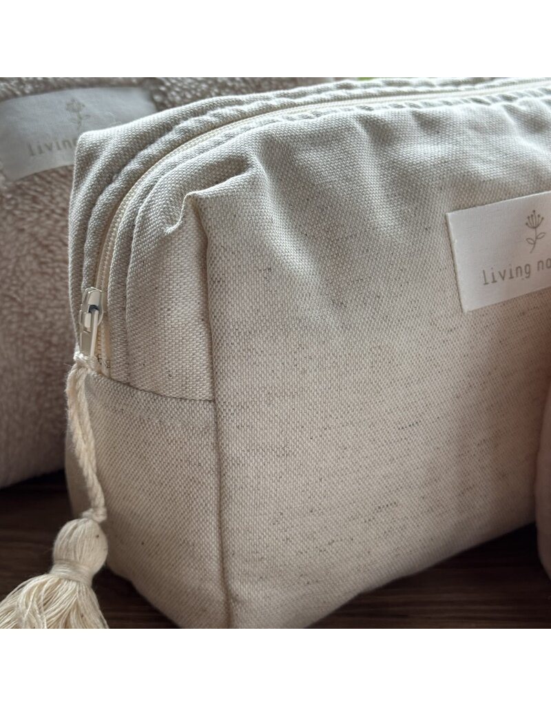 living nature Toilettas Claire - mix beige katoenen linnen