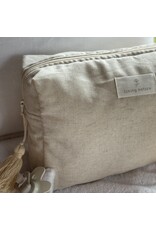 living nature Toilettas Cécile - mix beige katoenen linnen