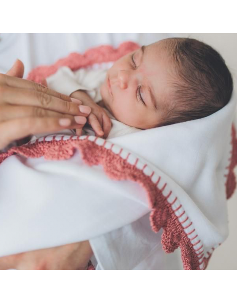 Yaarn Yaarn handmade - Fleece 70x100cm wit/oud roze