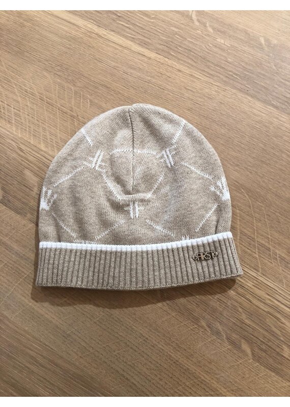 First First signature-gebreide muts-white-beige