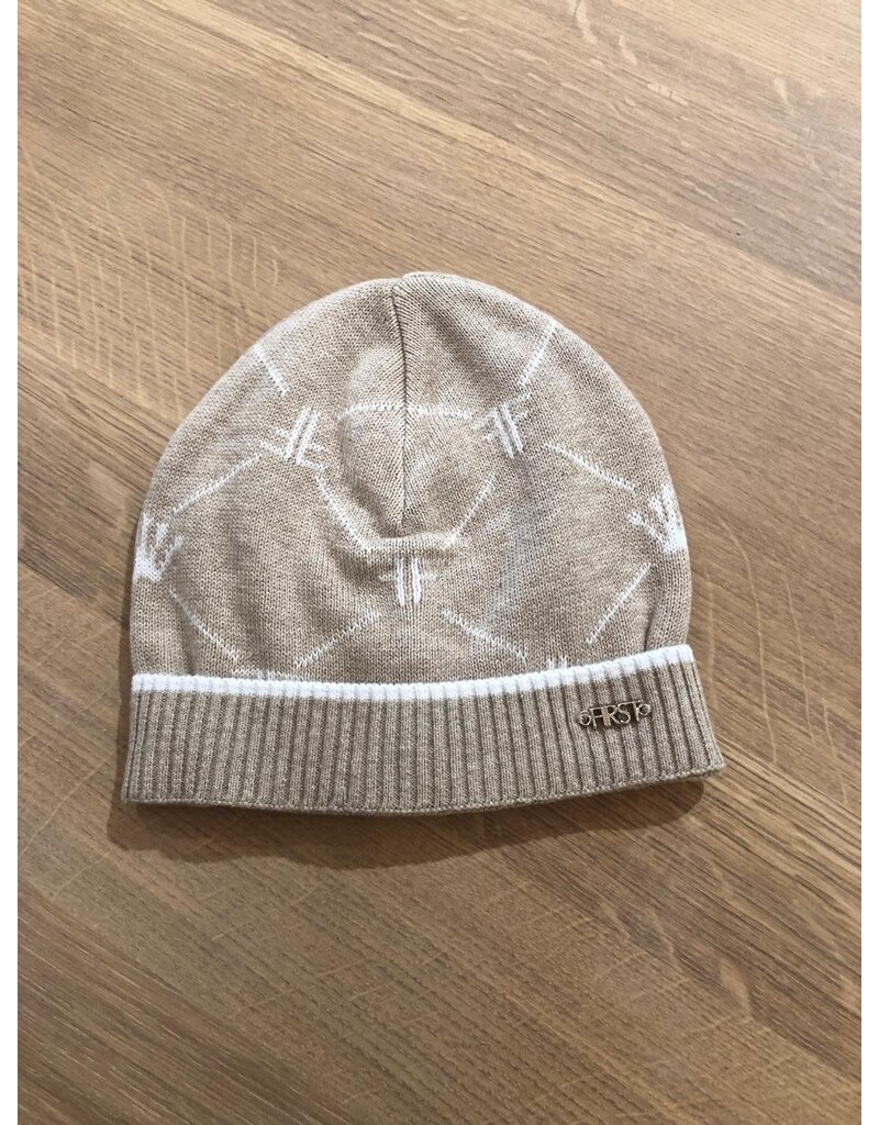 First First signature-gebreide muts-white-beige
