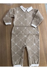 First First signature-knitted combisuit-White/beige