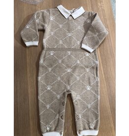 First First signature-knitted combisuit-White/beige