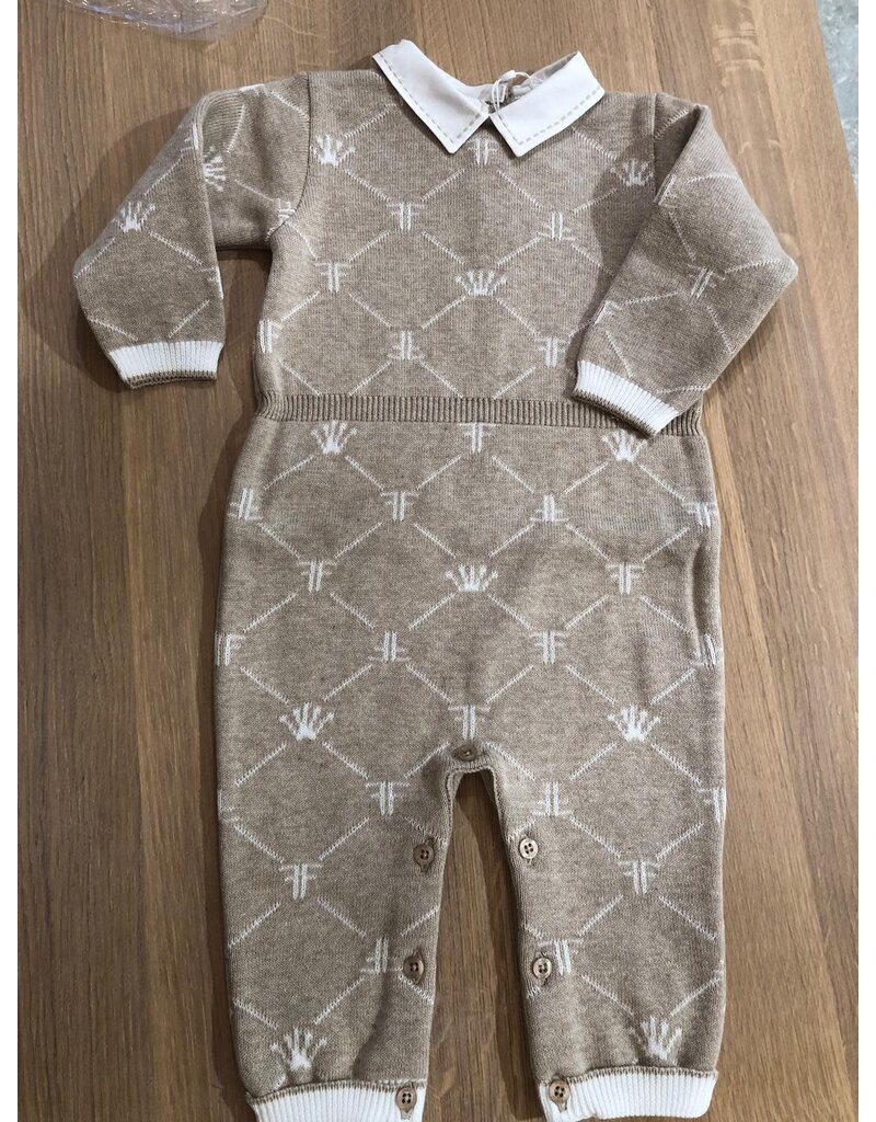 First First signature-knitted combisuit-White/beige