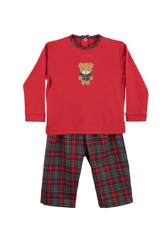 Baby Gi Pyjama beertje- rode ruit-holiday-boy
