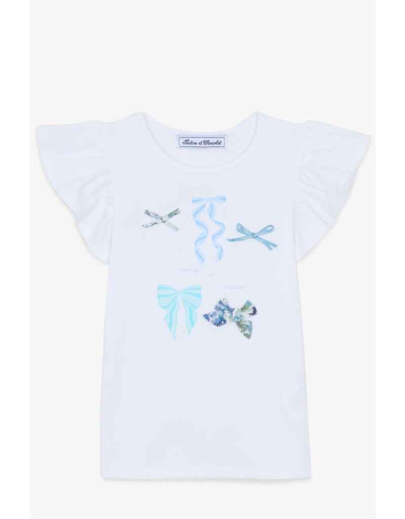 Tartine & Chocolat Tartine et Chocolat - T-shirt blauwe strikjes