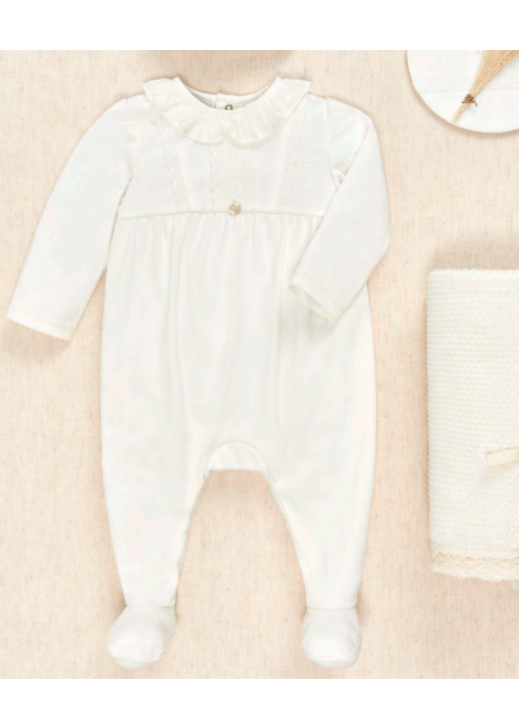 Paz Rodriguez Paz Rodriguez - Kruippakje girls met frulkraag - cream