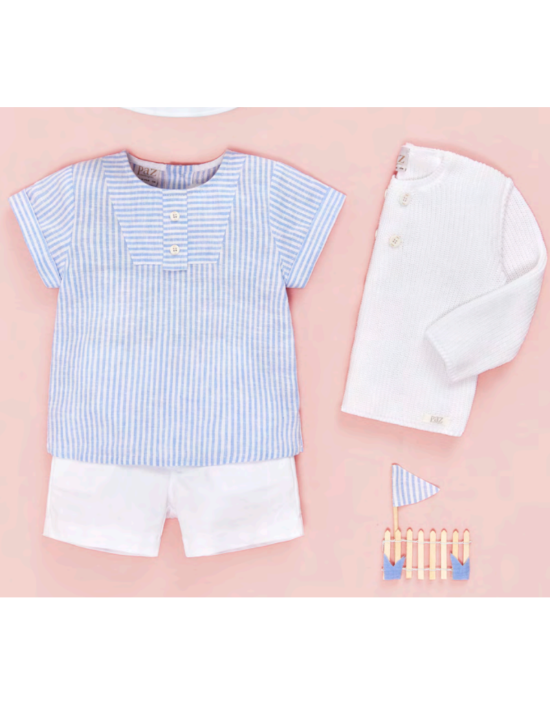 Paz Rodriguez Paz Rodriguez - Set (blouse/short) boys - wit/blauw
