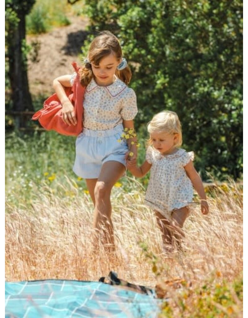 Laranjinha Laranjinha - striped short girls blauw