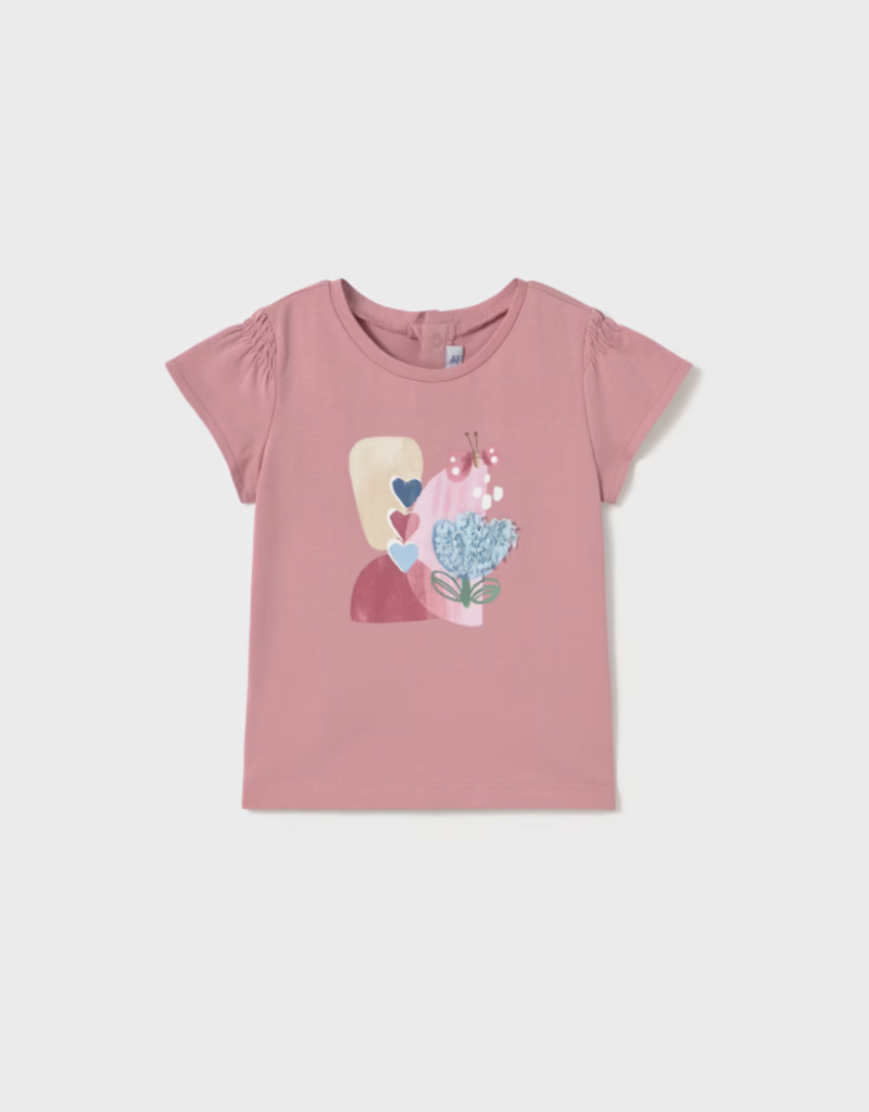 mayoral Mayoral - T-shirt roze geborduurde bloem