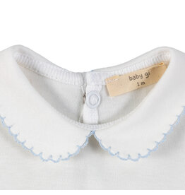 Baby Gi Baby gi - Basic romper zigzag stitching wit/blauw