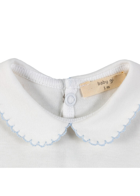 Baby Gi Baby gi - Basic romper zigzag stitching wit/blauw