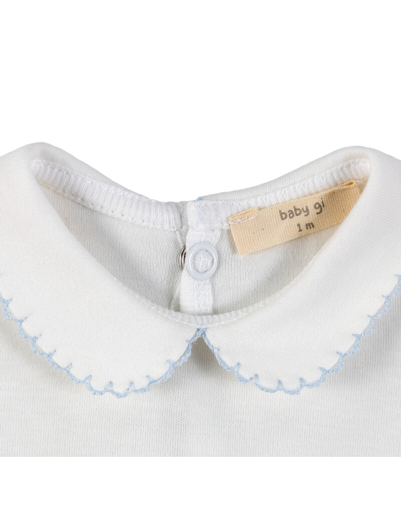 Baby Gi Baby gi - Basic romper zigzag stitching wit/blauw