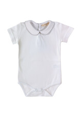 Baby Gi Baby gi - Basic romper zigzag stitching wit/blauw