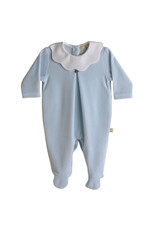 Baby Gi Kruippakje - blauw Pique  kraag wit 3m