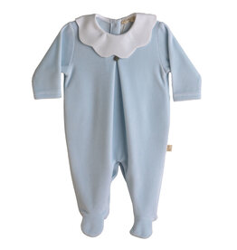Baby Gi Kruippakje - blauw Pique  kraag wit 3m