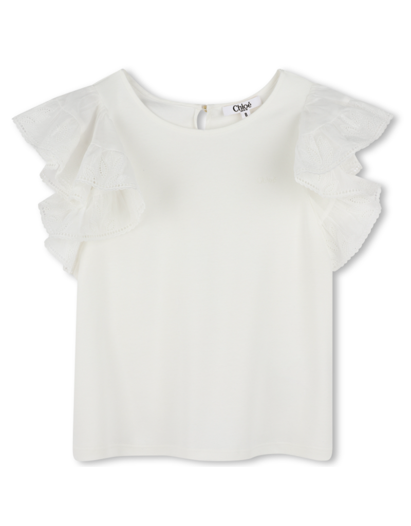 Chloé Chloé - witte t-shirt  met kant
