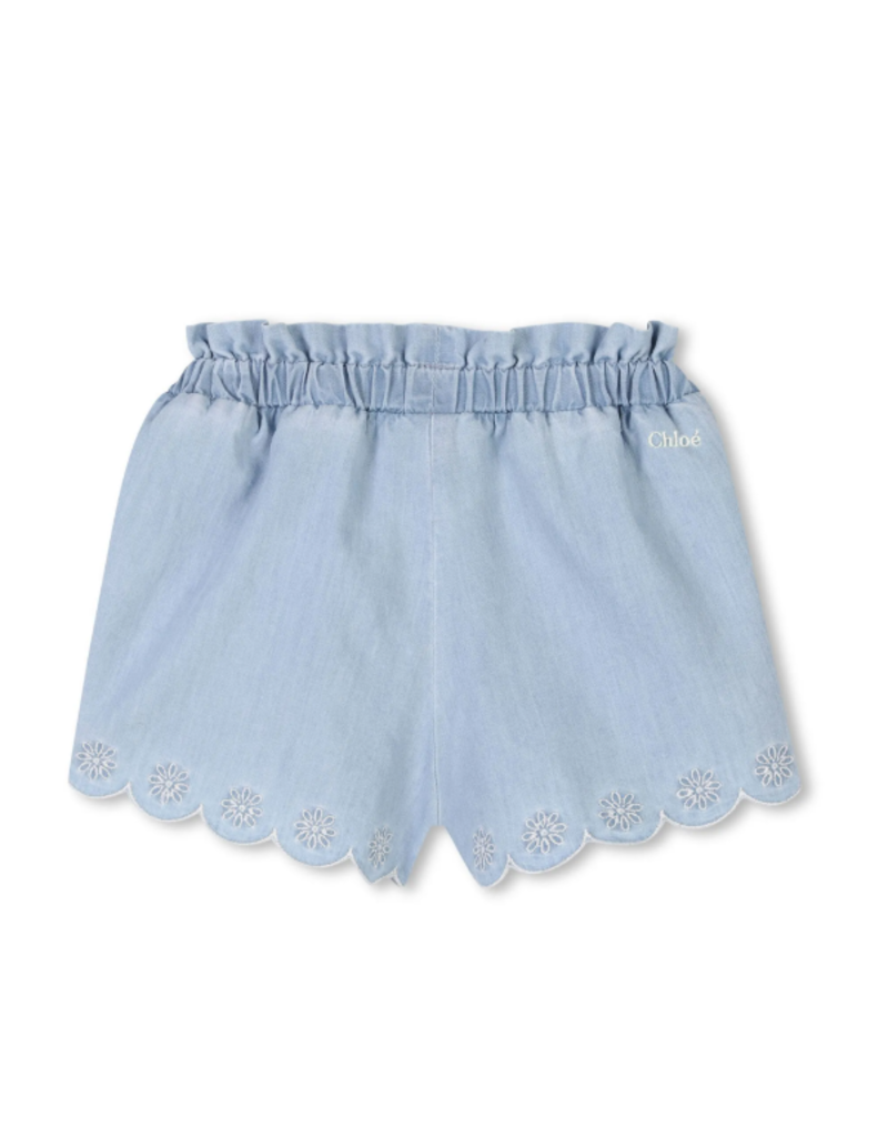 Chloé Chloé - set witte t-shirt met blauw shortje
