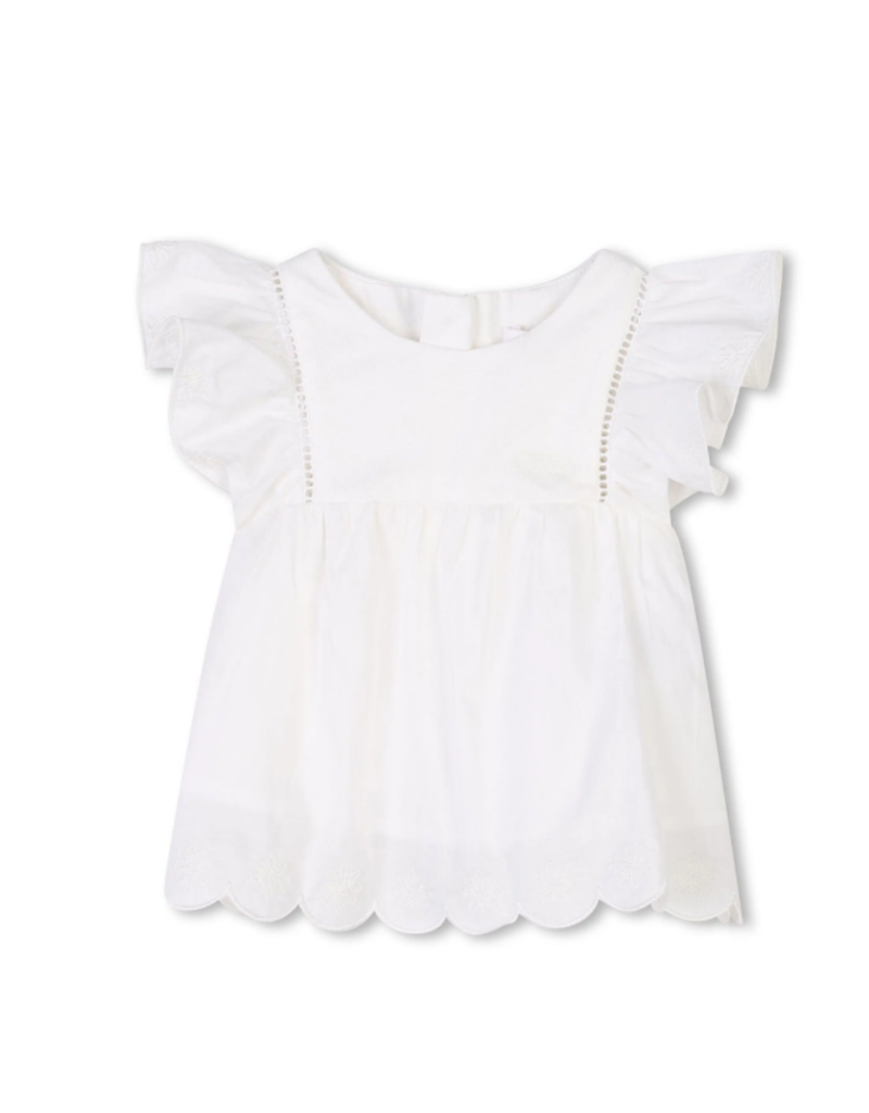 Chloé Chloé - set witte t-shirt met blauw shortje