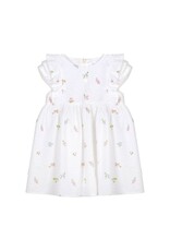 Patachou Patachou - wit kleedje met geborduurde bloemen en eleganten schouders