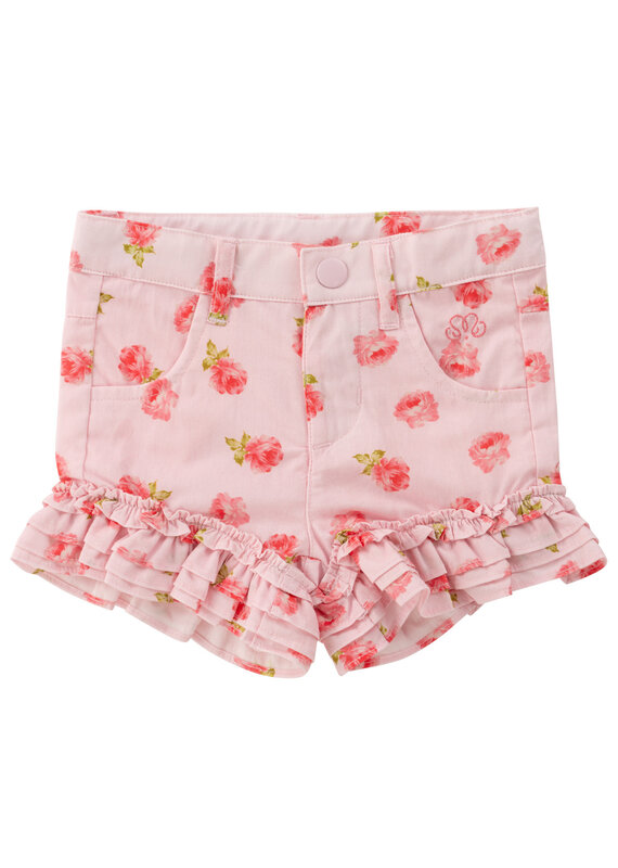 Natini Natini - roze bloemen short - ruffle