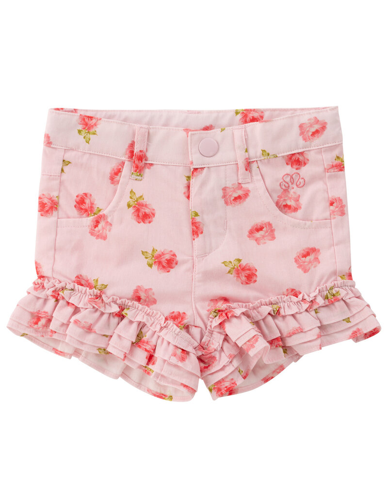Natini Natini - roze bloemen short - ruffle