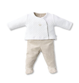 First First-set- Oslo-Crossed top with pants-beige