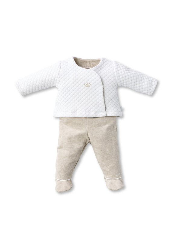 First First-set- Oslo-Crossed top with pants-beige