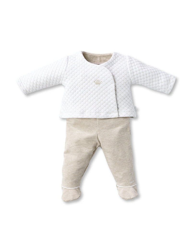 First First-set- Oslo-Crossed top with pants-beige