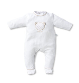 First First-rompersuit- Oslo Teddy front- wit/beige