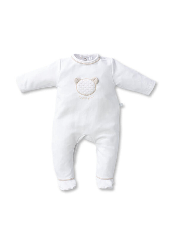 First First-rompersuit- Oslo Teddy front- wit/beige