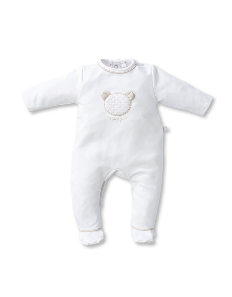 First First-rompersuit- Oslo Teddy front- wit/beige
