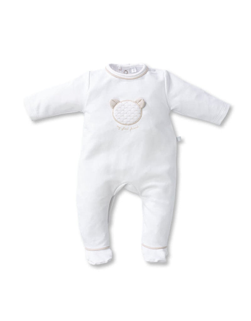 First First-rompersuit- Oslo Teddy front- wit/beige