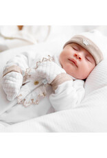 First First- newborn handschoenen- Ben- beige/wit