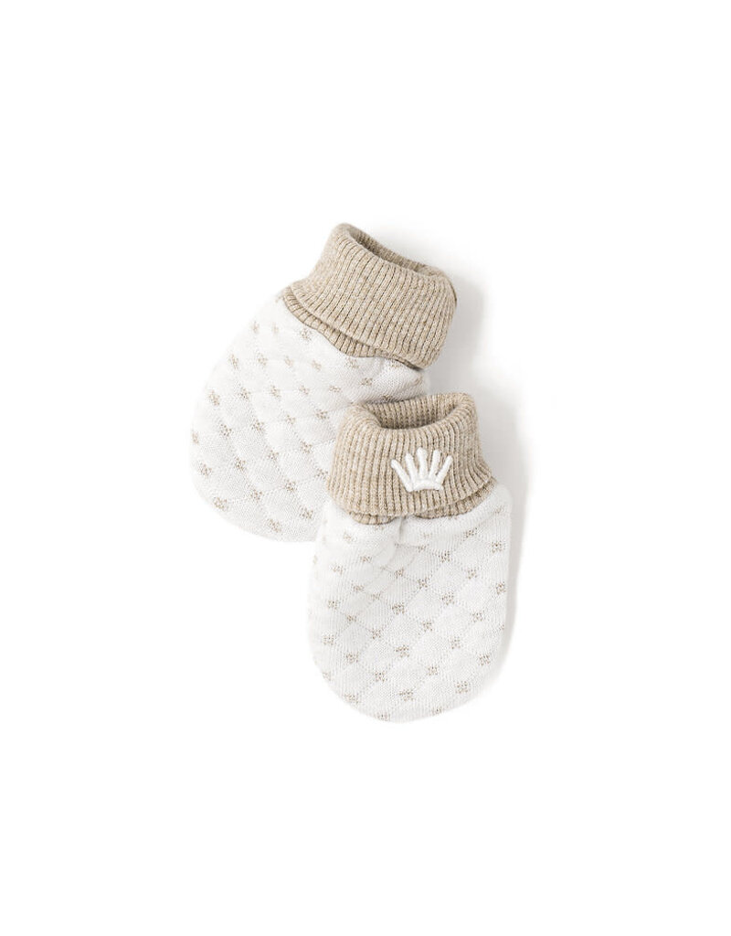 First First- newborn handschoenen- Ben- beige/wit