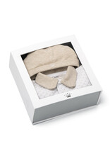 First First-giftset-Oslo-set rompersuit en muts-wit/beige- maat 1m