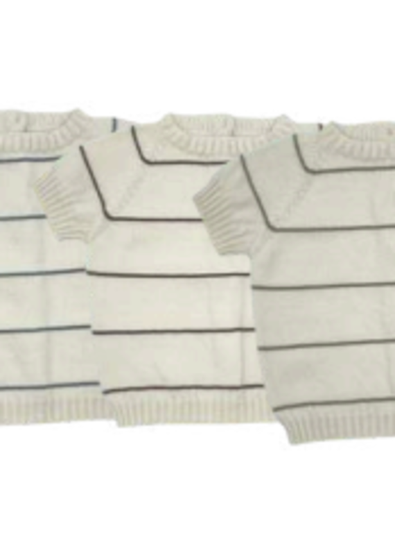Li & Me Striped short sleeve sweater - Cream/choc