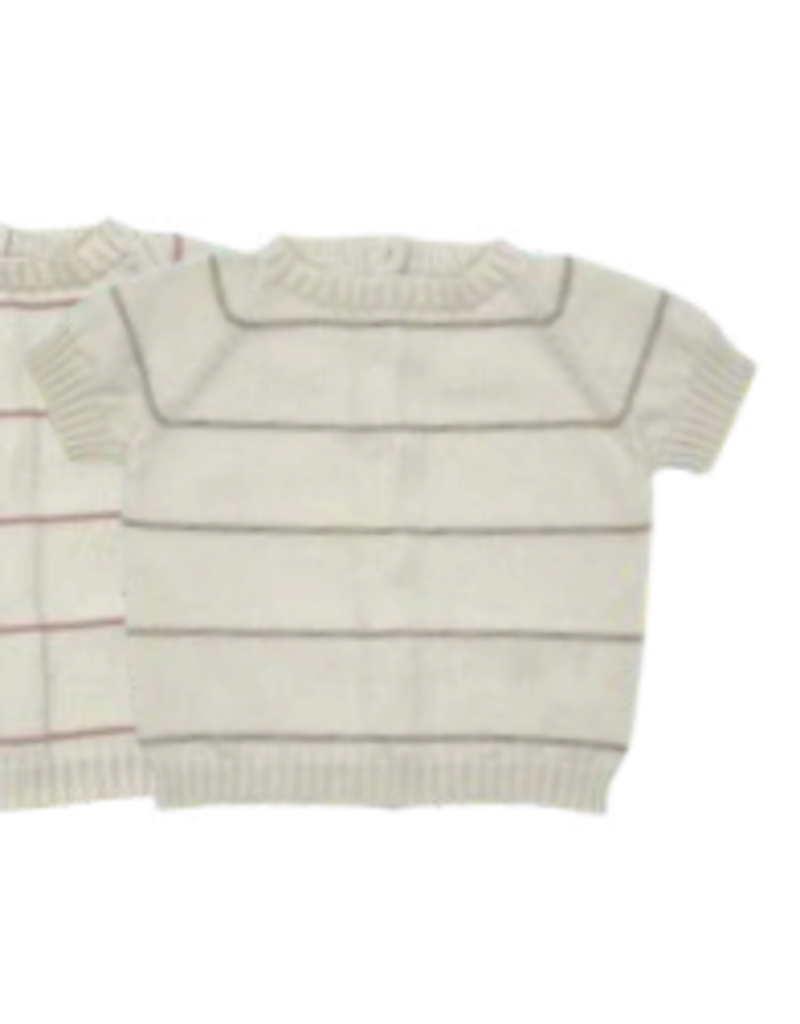 Li & Me Striped short sleeve sweater - Cream/toasted