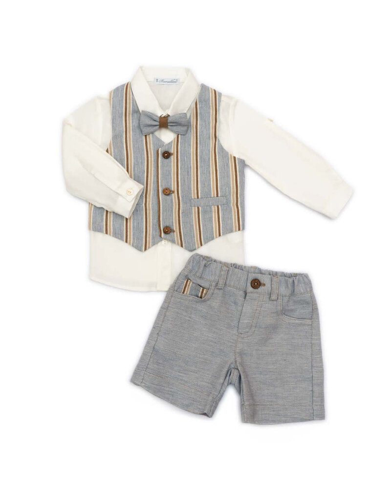 Barcellino feestelijk pakje blauw met bruine details