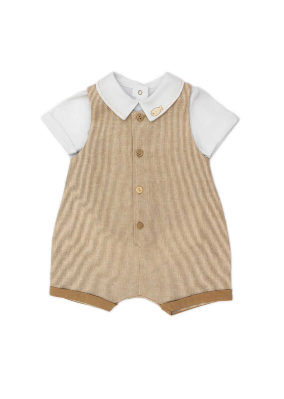 Barcellino Witte T-shirt met bruine bodysuit