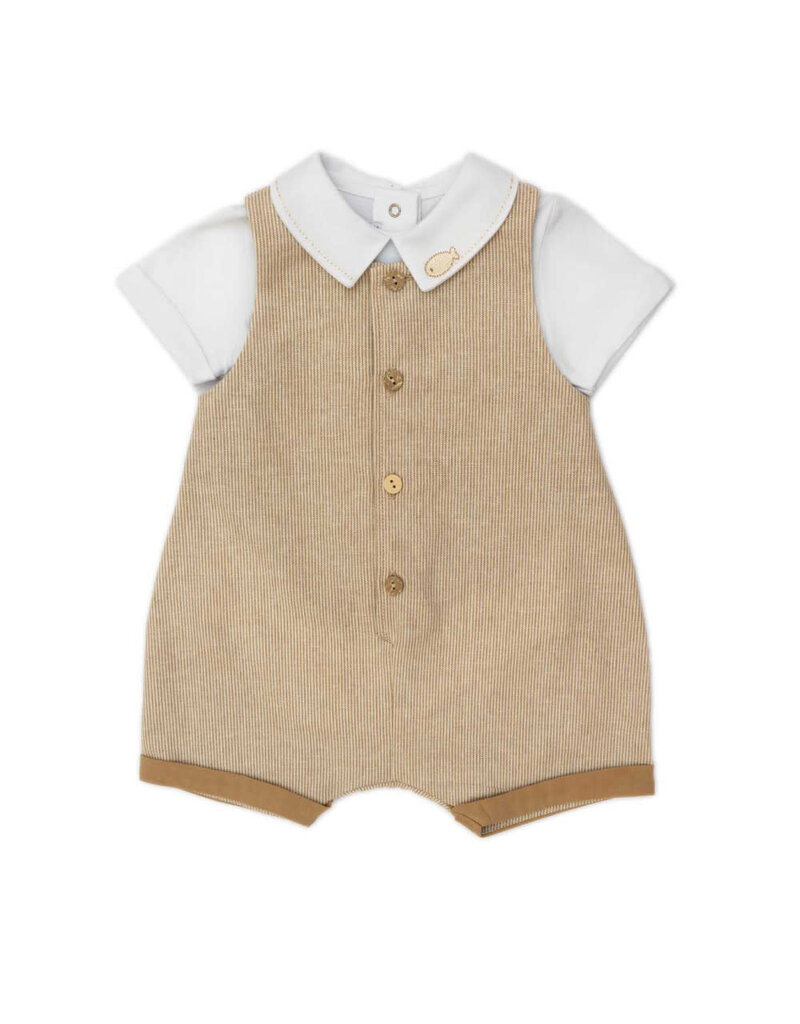Barcellino Witte T-shirt met bruine bodysuit