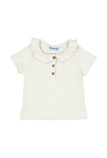 mayoral Mayoral - Ribbed polo met ruffle wit