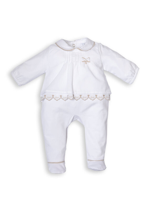First First - Kruippakje meisje wit/beige