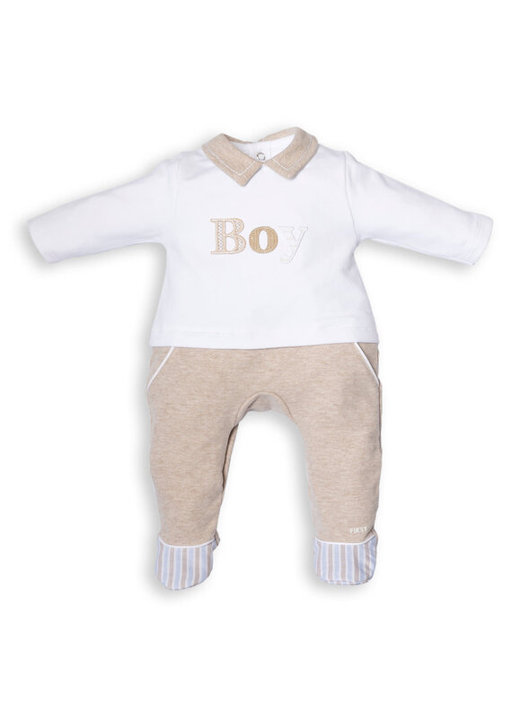 First First - Kruippakje wit/beige BOY