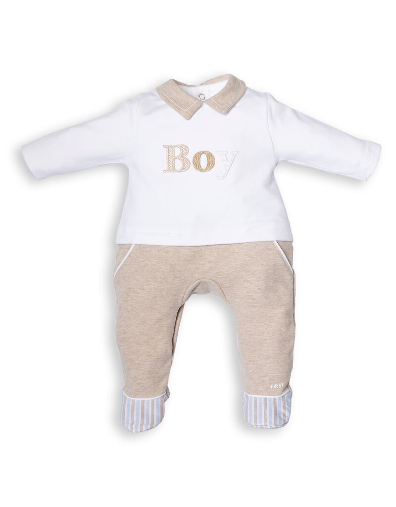 First First - Kruippakje wit/beige BOY